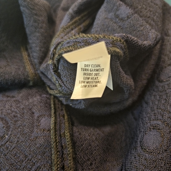 St John Jacquard Knit Black Navy Dress Half sleeve Scoop Neck Flare A Line 4 - Picture 7 of 7